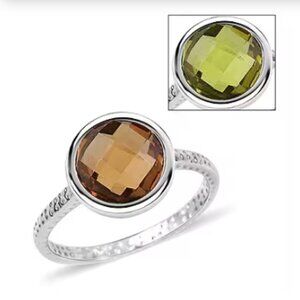 Autumn Alexite Art Deco Ring in Platinum Over Sterling Silver